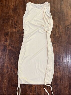 Ruched Side Adjustable length Dress light yellow/Cream depending on light